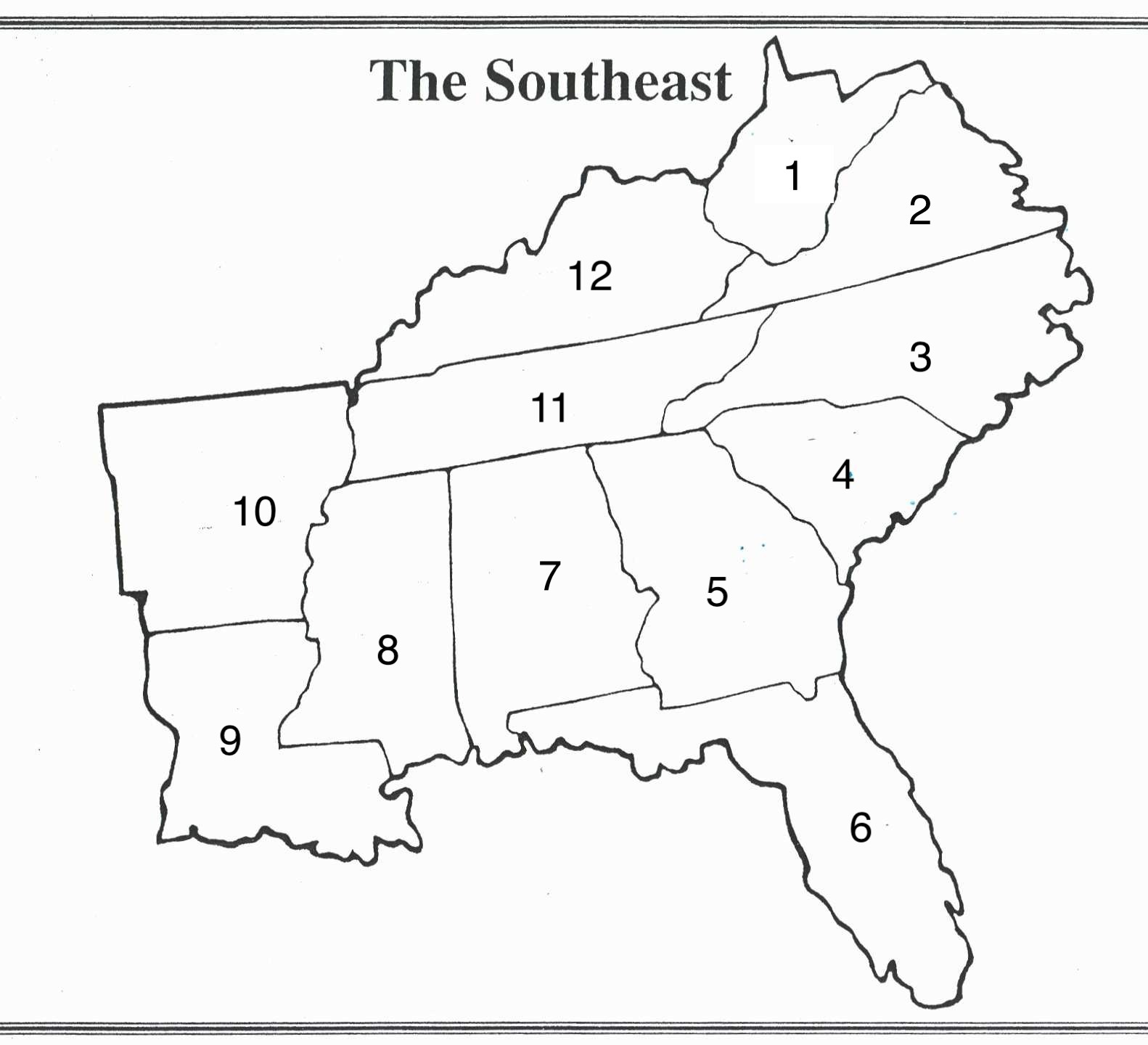 Southeast Region Map Quiz Geography Quizizz