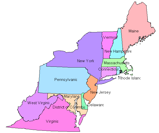 northeast region capitals