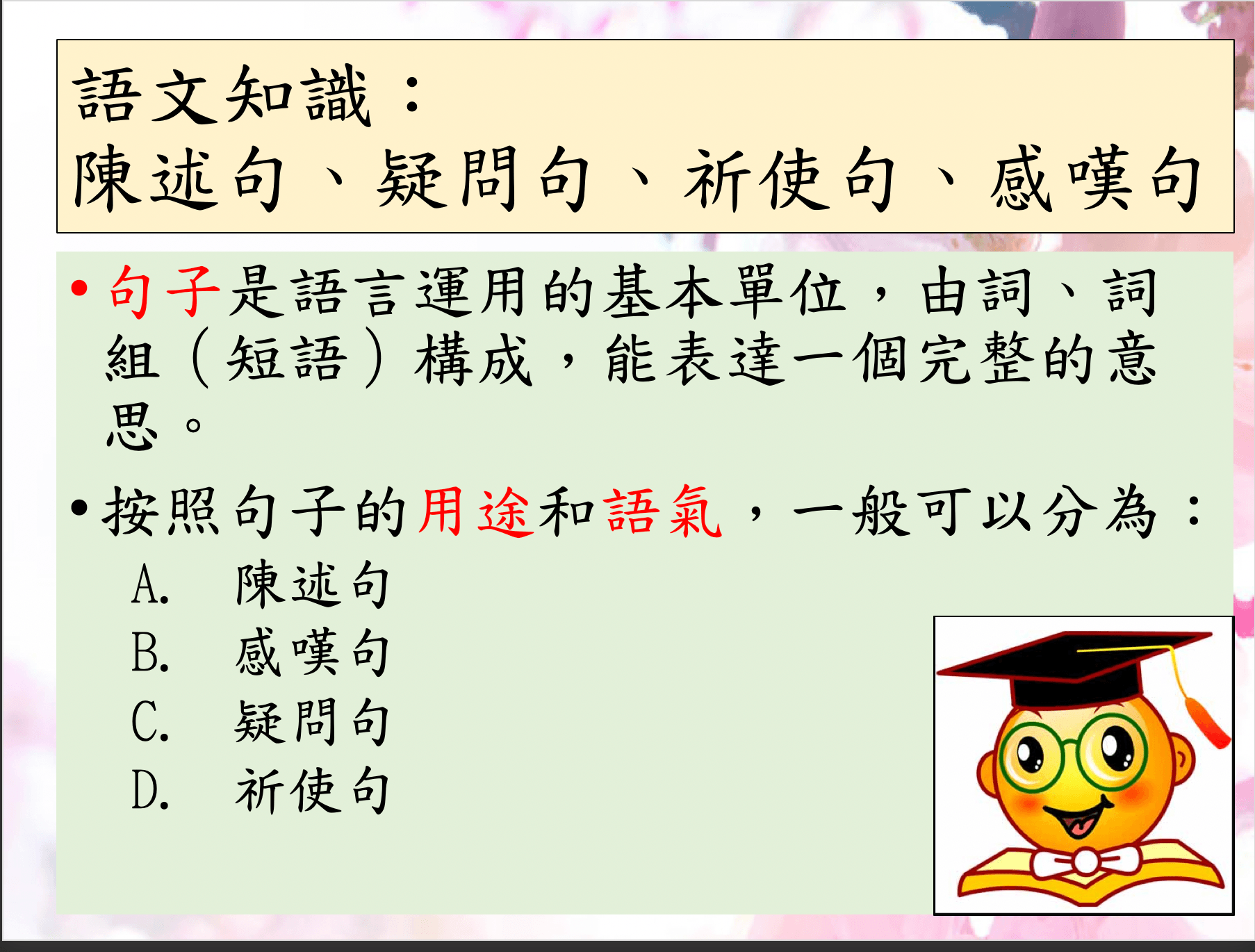 陳述句 疑問句 祈使句 感歎句 World Languages Quizizz