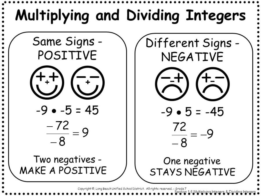 Multiplying And Dividing Integers Worksheet 6th Grade