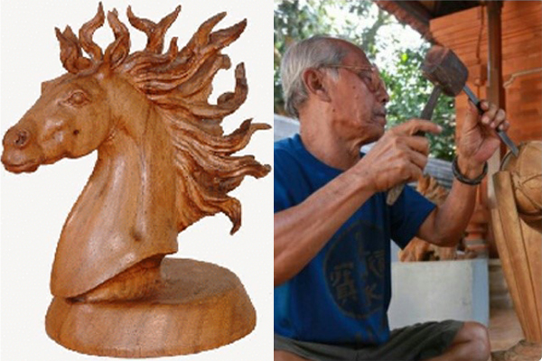 Sebutkan 3 contoh bahan yang digunakan untuk membuat patung dengan teknik carving