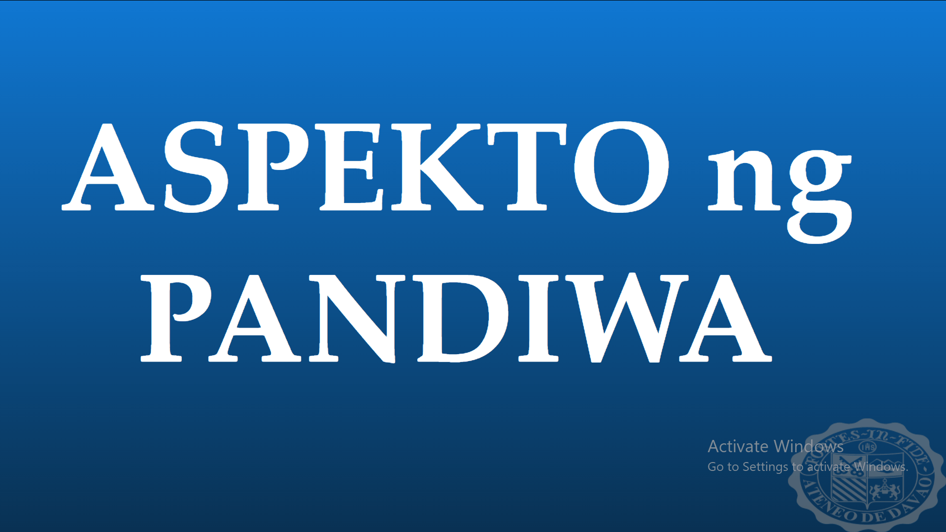 ASPEKTO Ng PANDIWA | 70 Plays | Quizizz