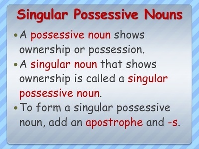 Singular Possessive Nouns English Quizizz