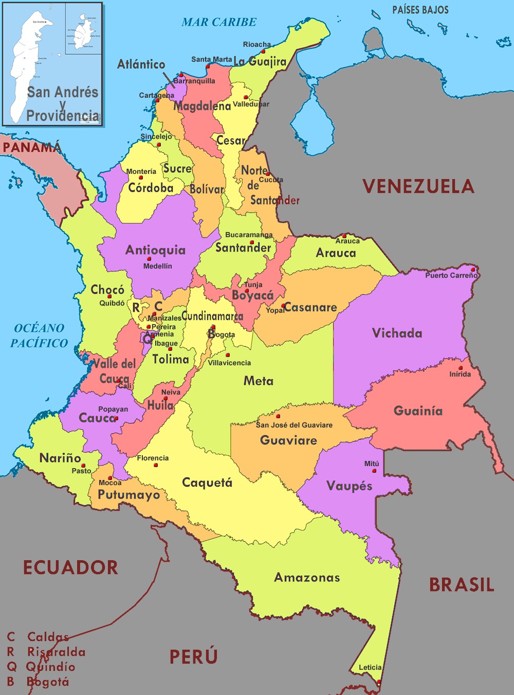 DEPARTAMENTOS Y CAPITALES DE COLOMBIA