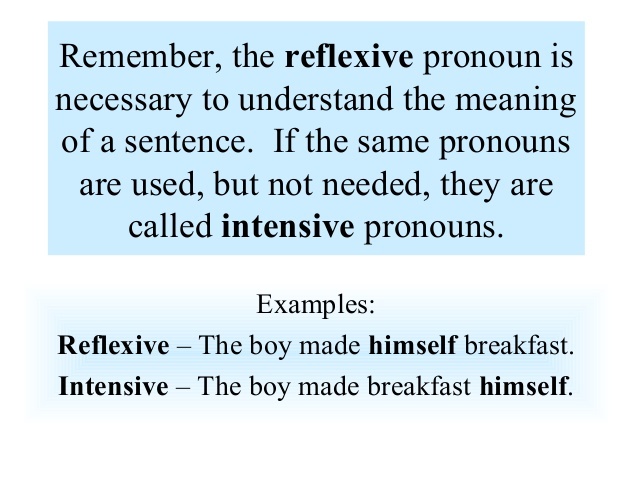 Intensive And Reflexive Pronouns Quizlet