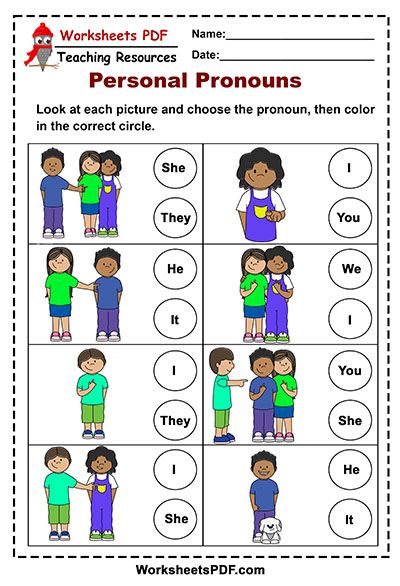 What Are Personal Pronouns Worksheet
