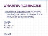 Wyrażenia - Klasa 10 - Quiz