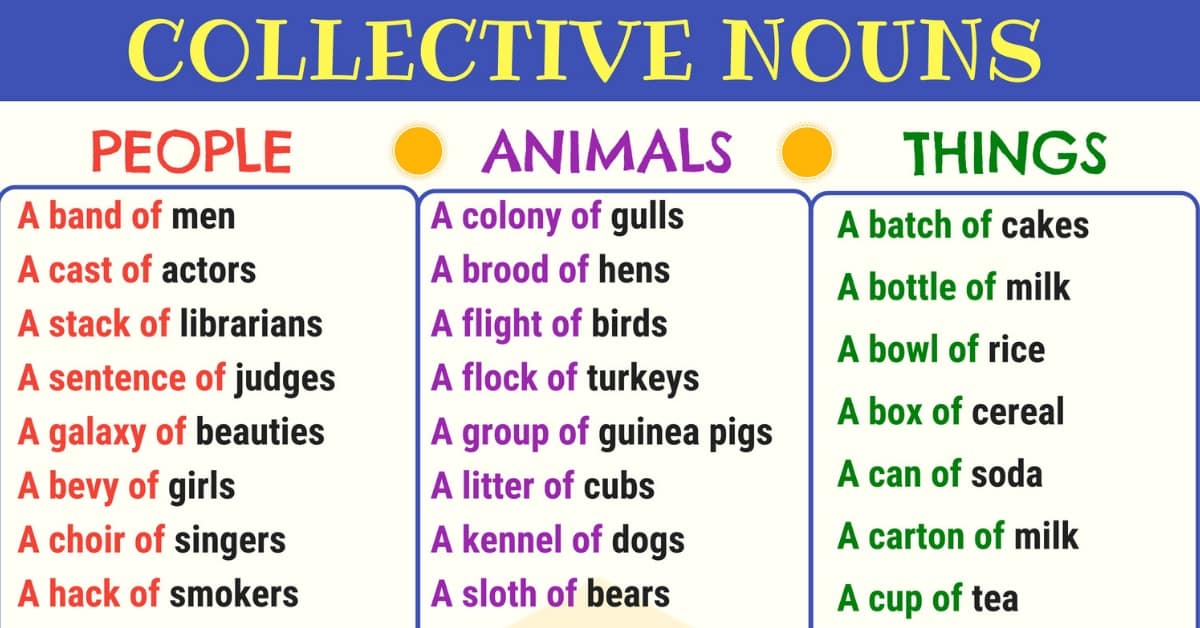 Collective Nouns Quiz For Grade 6