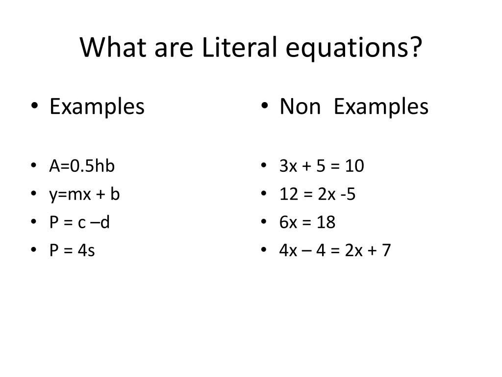 What Does Literal Equation Mean