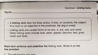 Linking Verbs - Class 4 - Quizizz