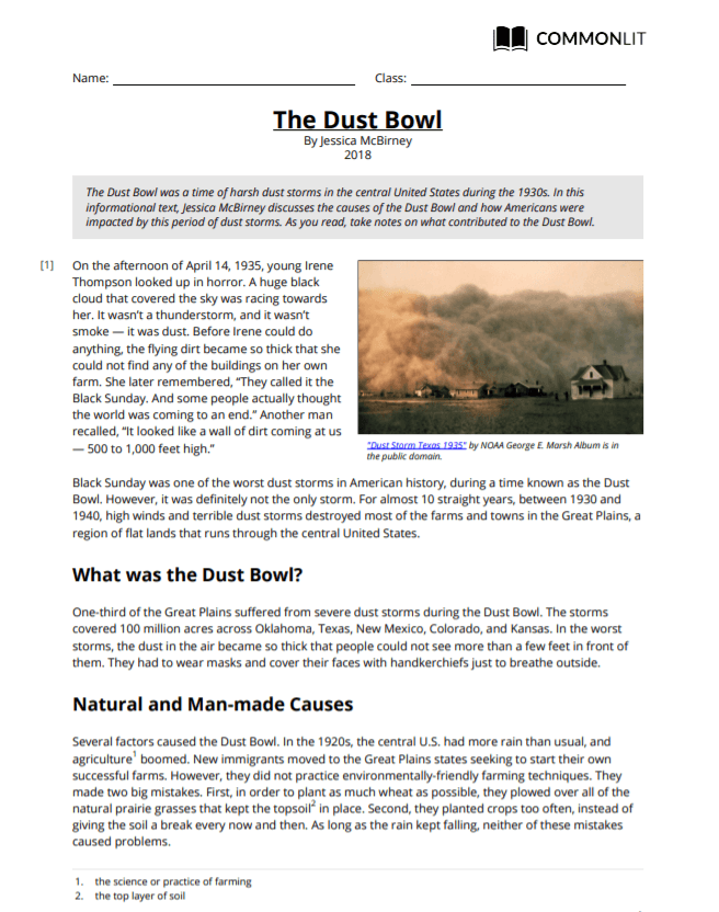 dust bowl sentence