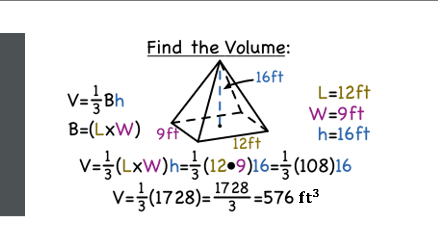 Volume of Pyramids & Cones problems & answers for quizzes and ...