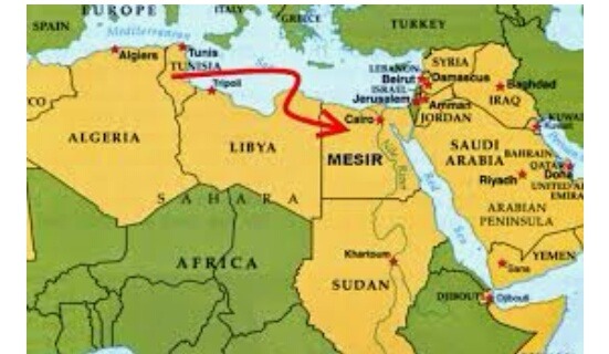 Posisi gurun libya berada di sebelah barat dari