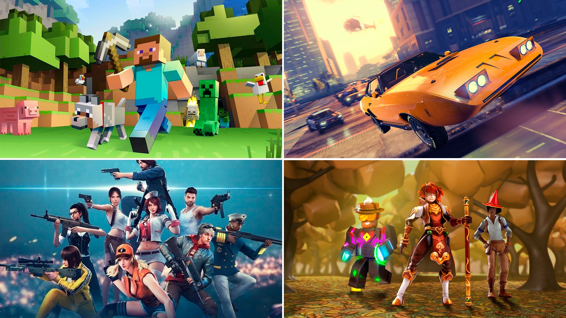 Roblox , Free Fire , Minecraft 