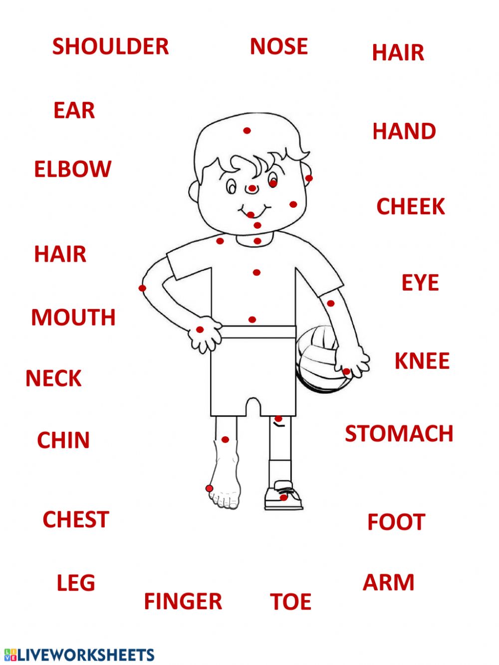 body parts online exercise for grade 2 - parts of the body online