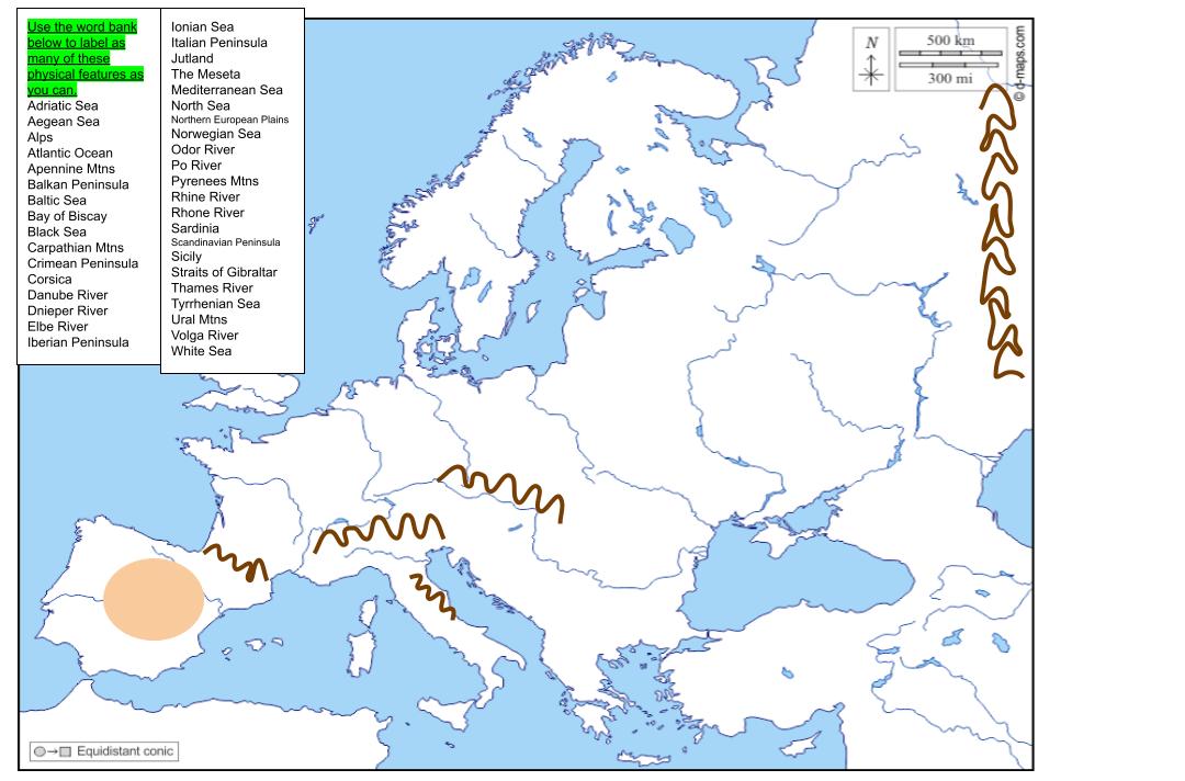 Physical Map Of Europe Geography Quizizz