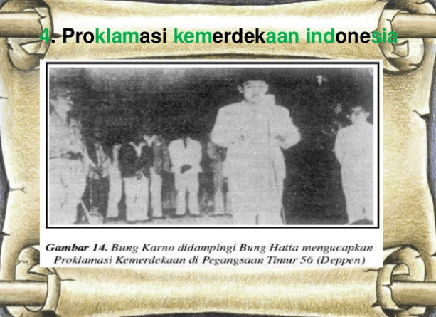 Kalimat pertama pada teks proklamasi yang berbunyi, “kami bangsa indonesia dengan ini menyatakan kemerdekaan indonesia”, merupakan gagasan dari