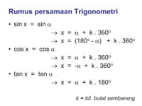 persamaan trigonometri - Kelas 10 - Kuis