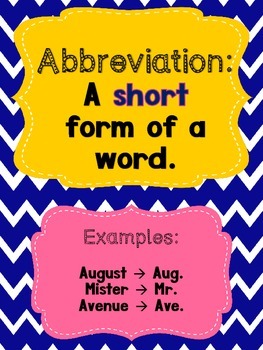 Abbreviations - Grade 3 - Quizizz
