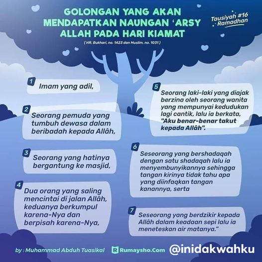 Amalan Yang Dijanjikan Naungan Allah SWT Di Hari Akhirat