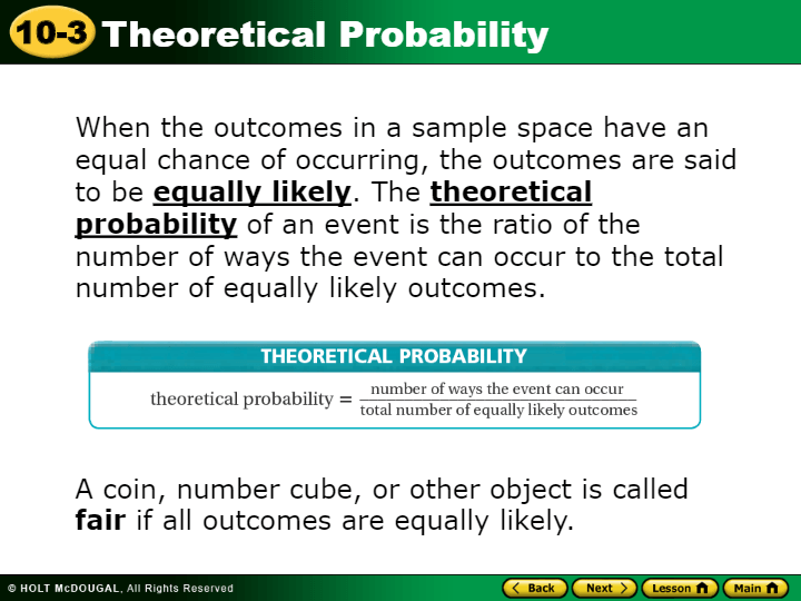 theoretical probability assignment quizlet