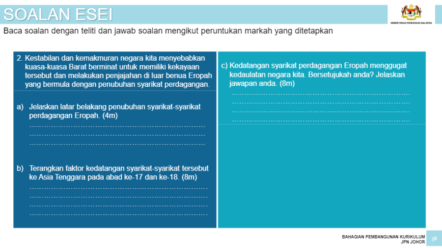 SEJARAH TINGKATAN 3  History - Quizizz