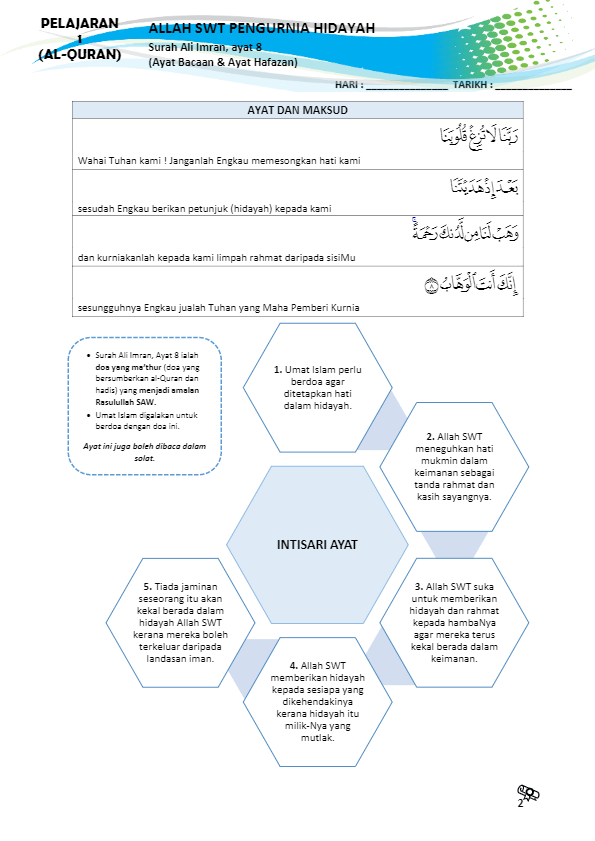 Nota Al Qur An Dan Hadis Pai F2 Quizizz